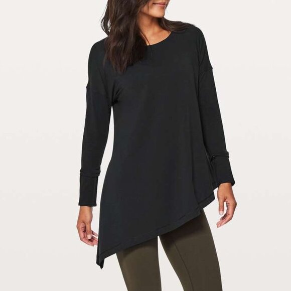 Lululemon Women's Black To The Point Long Sleeve Cotton Shirt Size 6 - Picture 1 of 12